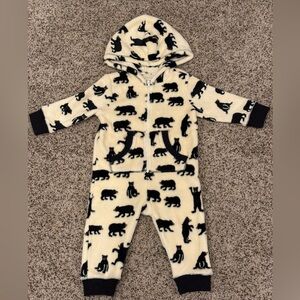 Cozy Bear Print Hooded Onesie *12-18 months * Little Blue House